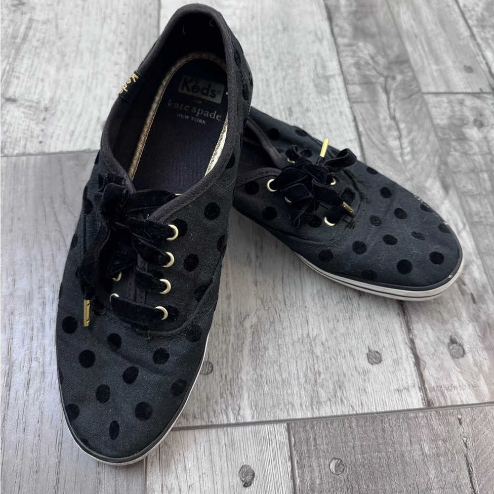 Keds X Kate Spade New York Gold Black Polka Dot Sneakers Women’s Size 5.5